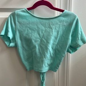 Really cute blue crop top shirt